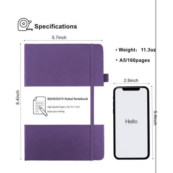 Notebook Journal, College Ruled Notebook Lined A5 160 Pages,Hard Cover Journals - Picture 2 of 10